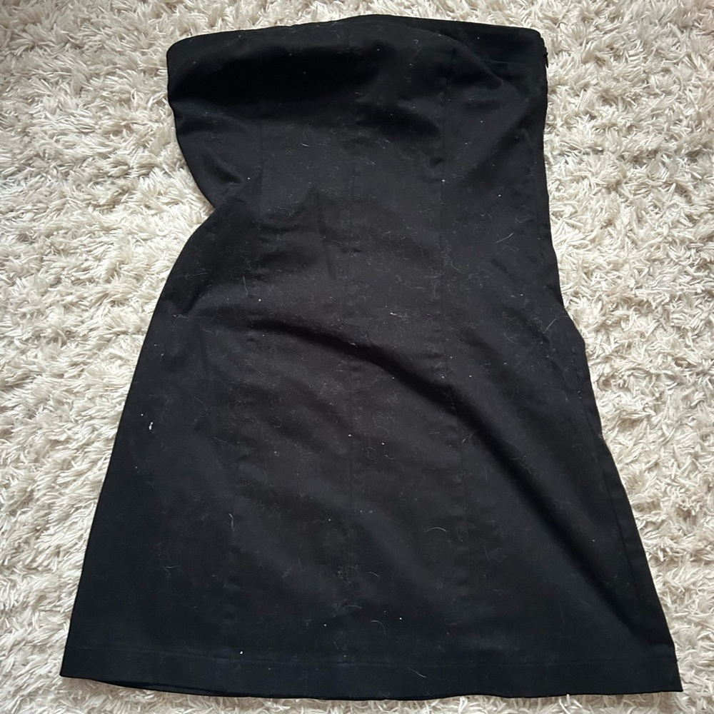 La Hearts Strapless Black Mini Dress